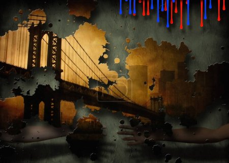 Téléchargez les photos : Pont de Manhattan, illustration abstraite conceptuelle - en image libre de droit