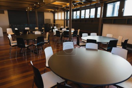 Photo for Modern cafeteria interior closeup for background - Royalty Free Image