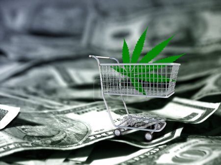 Photo for Marijuana leaf in a cart - Royalty Free Image