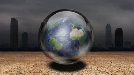 Téléchargez les photos : La Terre dans la bulle, illustration abstraite conceptuelle - en image libre de droit