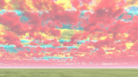 Photo for Cloudscape in the field, colorful picture - Royalty Free Image