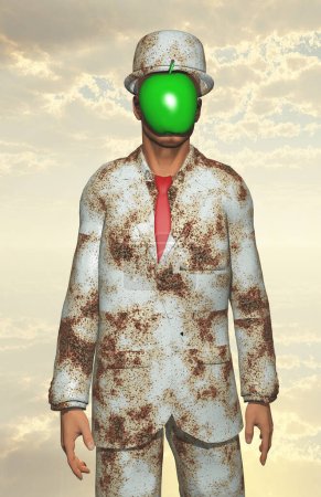 Photo for Man in white corroded suit, colorful picture - Royalty Free Image