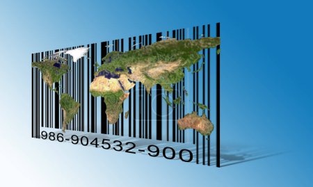 Téléchargez les photos : Code-barres du monde, illustration 3D - en image libre de droit