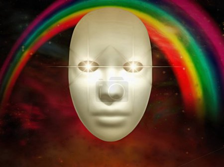 Foto de Máscara blanca con arco iris, ilustración abstracta conceptual - Imagen libre de derechos