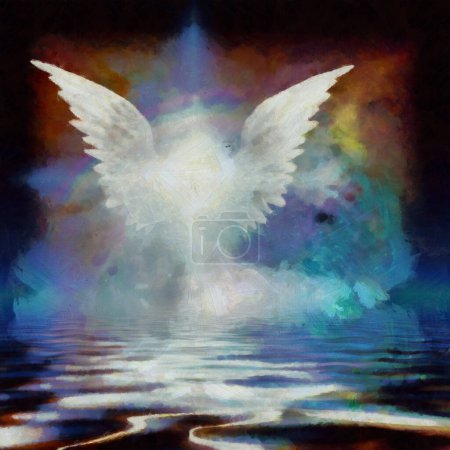 Photo for Wings over water, conceptual creative illustration - Royalty Free Image