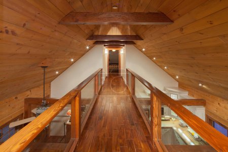Photo for Timber Mezzanine walkway interior - Royalty Free Image