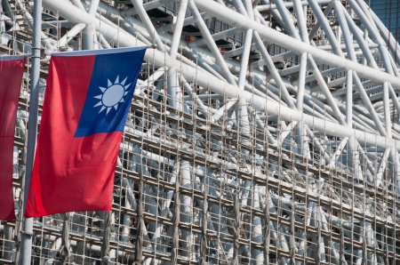Foto de Sitio industrial de construcción con banderas de en Taiwán - Imagen libre de derechos