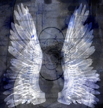 Photo for Angelic white wings, conceptual creative illustration - Royalty Free Image