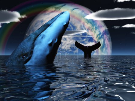 Téléchargez les photos : Baleine dans l'océan, illustration abstraite conceptuelle - en image libre de droit