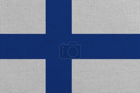 Téléchargez les photos : Finlande tissu drapeau texture de fond - en image libre de droit