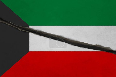 Téléchargez les photos : Drapeau kuwait fissuré de près - en image libre de droit