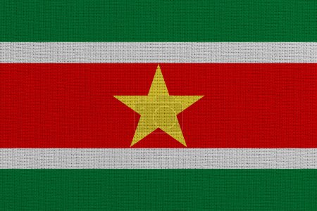 Photo for Suriname fabric flag background texture - Royalty Free Image