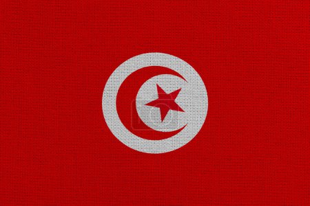 Téléchargez les photos : Tunisie tissu drapeau fond texture - en image libre de droit