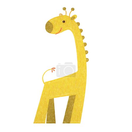 Téléchargez les photos : Set animaux - girafe, illustration colorée - en image libre de droit