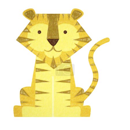 Téléchargez les photos : Set animaux - tigre, illustration colorée - en image libre de droit
