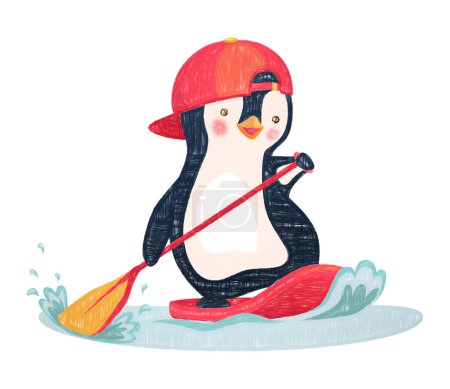 Téléchargez les photos : Pingouin personnage de dessin animé, illustration mignonne pour les enfants - en image libre de droit