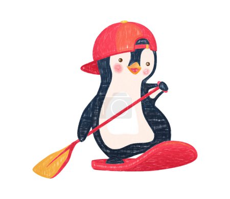 Foto de Personaje de dibujos animados de pingüino, ilustración linda para niños - Imagen libre de derechos