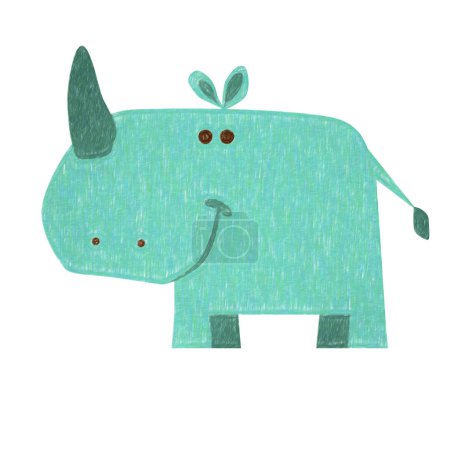 Téléchargez les photos : Set animaux - rhinocéros, illustration colorée - en image libre de droit