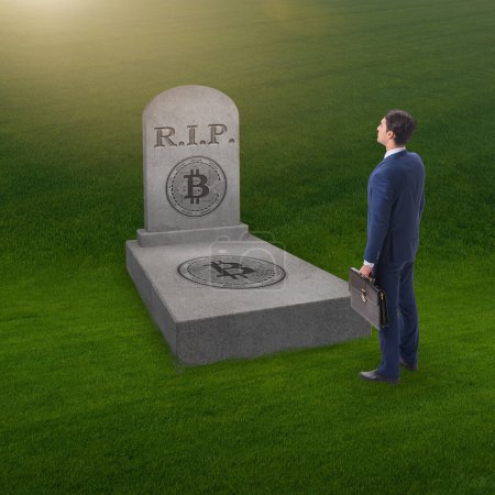 Foto de "Empresario llorando la desaparición y muerte de Bitcoin" - Imagen libre de derechos