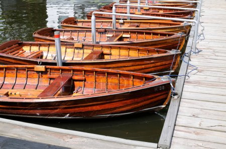 Photo for Rowboats in sea bay harbor - Royalty Free Image