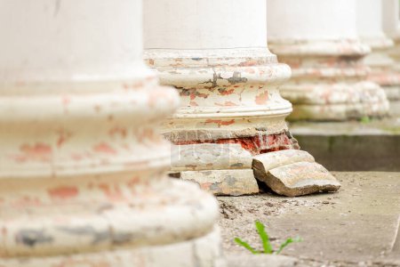 Photo for White worn columns of old building - Royalty Free Image