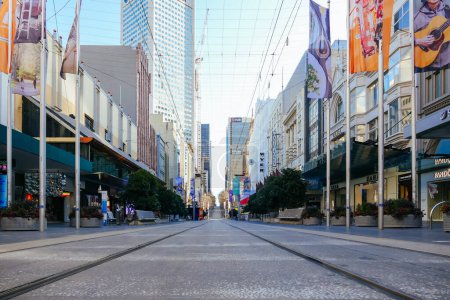 Téléchargez les photos : "Rues tranquilles de Melbourne pendant la pandémie de coronavirus et le confinement de l'étape 4" - en image libre de droit
