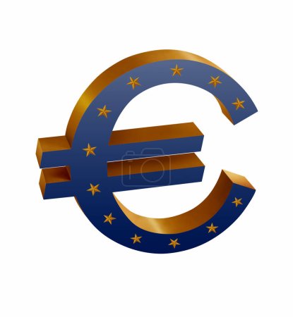 Foto de Bandera de la Unión Europea en Euro signo de oro - Imagen libre de derechos