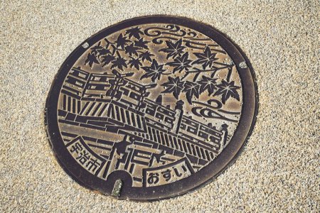 Photo for Beautiful Manhole cover in Uji city, Kyoto, Japan - Royalty Free Image
