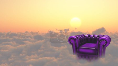 Téléchargez les photos : Fauteuil sur un nuage, illustration conceptuelle créative - en image libre de droit