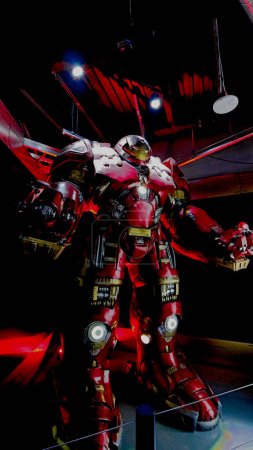 Photo for Hulk Buster Iron Man costume. Tony Stark base at Avengers experience in Treasure Island Hotel and Casino on Las Vegas Strip - Royalty Free Image