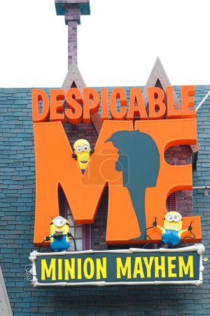 Photo for OSAKA, JAPAN - Feb 19, 2020 : Entrance Sign of Despicable Me Minion Mayhem. Universal Studios JAPAN - Royalty Free Image