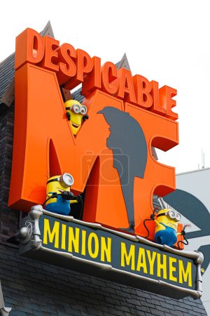 Photo for OSAKA, JAPAN - Feb 19, 2020 : Entrance Sign of Despicable Me Minion Mayhem. Universal Studios JAPAN - Royalty Free Image