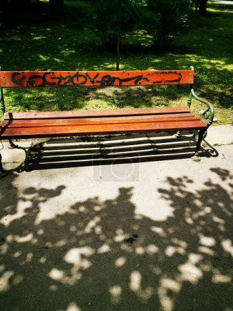 Photo for Wooden bench located in Miskolc, Lillafred - Royalty Free Image