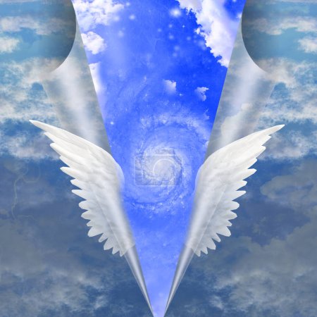 Foto de Las alas de ángel separan la costura de los mortales para revelar - Imagen libre de derechos