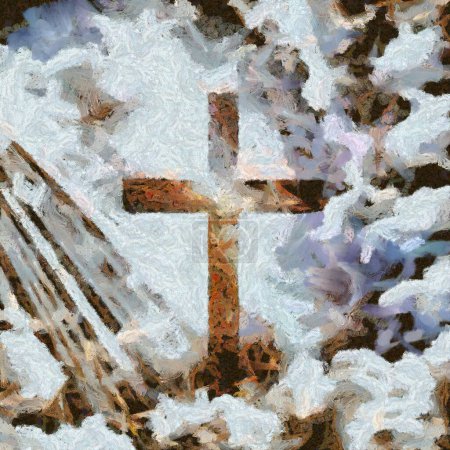 Téléchargez les photos : Croix chrétienne, illustration abstraite conceptuelle - en image libre de droit