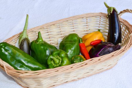 Photo for Colorful peppers in a basket - Royalty Free Image