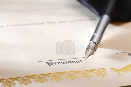 Photo for Signing certificate pen, business concept background - Royalty Free Image