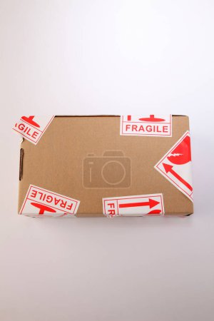 Photo for Close up view of parcel with stickers - Royalty Free Image