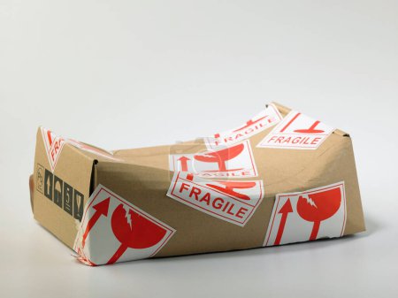 Photo for Close up view of parcel with stickers - Royalty Free Image