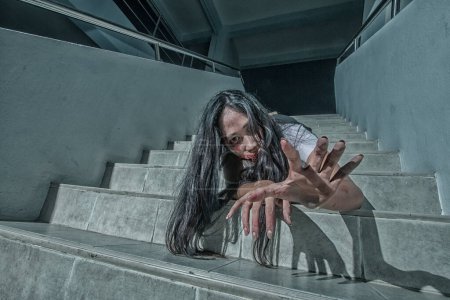 Photo for Ghost university girl on stairs - Royalty Free Image