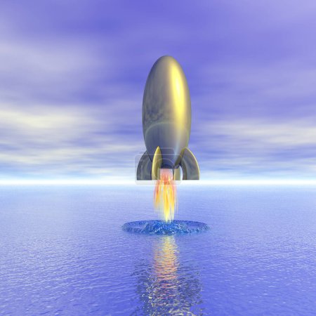 Foto de Cohete retro, ilustración colorida - Imagen libre de derechos