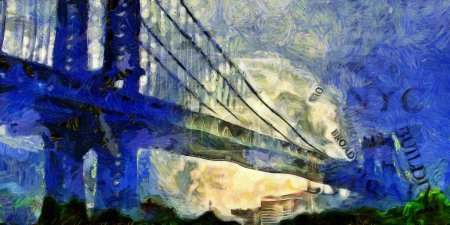 Téléchargez les photos : Pont de Manhattan, illustration d'art - en image libre de droit