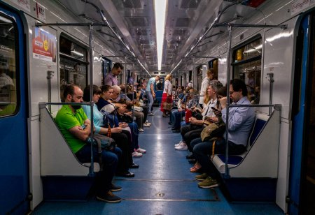 Photo for Transport of the Russian capital, people in Moscow subway - Royalty Free Image