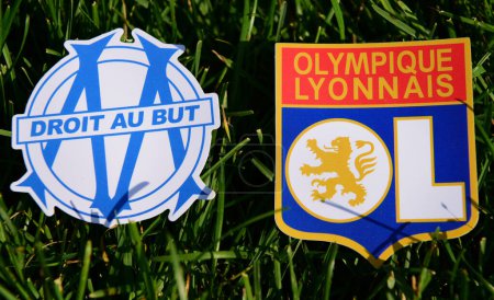 Photo for Emblems of European football clubs, close up view - Royalty Free Image