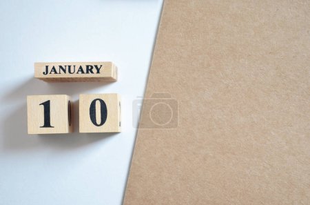 Photo for Wooden calendar with month of January, planning concept - Royalty Free Image