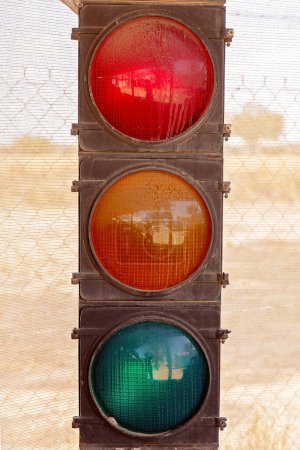 Photo for Vintage Traffic Lights On Display - Royalty Free Image