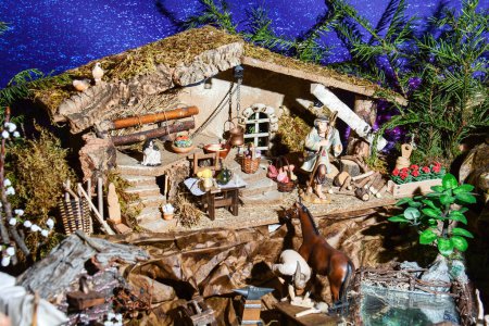 Foto de Belén de Navidad miniatura en el museo - Imagen libre de derechos