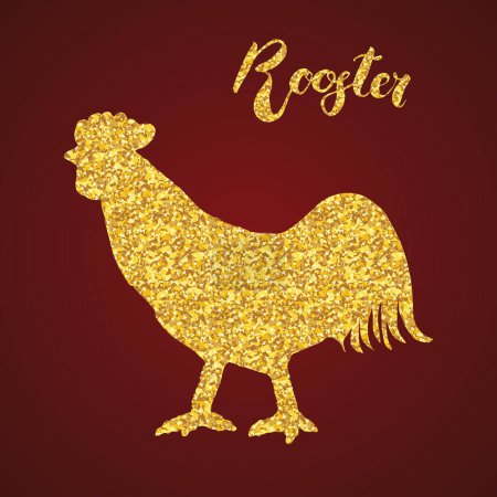 Photo for Rooster or cock gold glitter silhouette, symbol of Chinese new year 2017 illustration. - Royalty Free Image