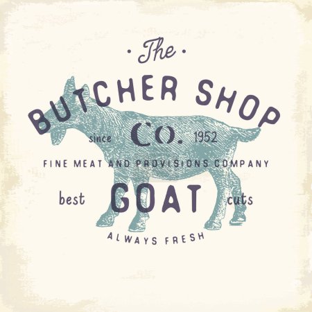 Photo for Butcher Shop vintage emblem goat meat products, butchery Logo template retro style. Vintage Design for Logotype, Label, Badge and brand design. vector illustration - Royalty Free Image