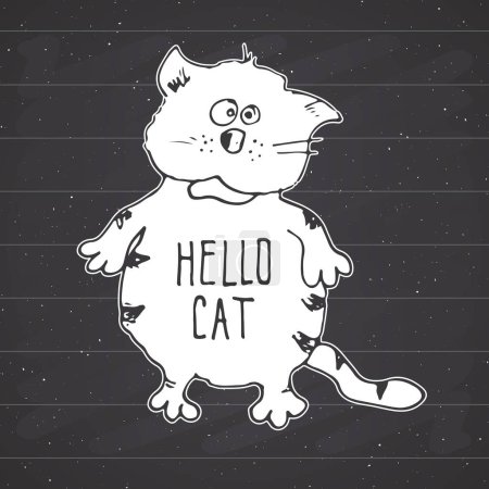 Photo for Cat sketch, handdrawn doodle print design vector illustration on chalkboard background - Royalty Free Image